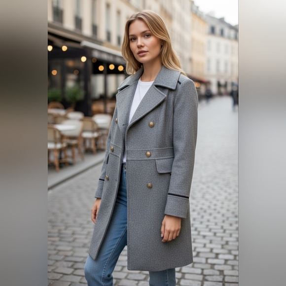 Vince Camuto Jackets & Blazers - Vince Camuto Grey Wool Blend Double-Breasted Coat  – Size Small